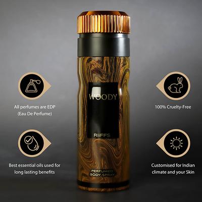 RiiFFS Woody Deodorant For Men, Perfume Body Spray 200 ml - Men Deodorants/Roll-Ons