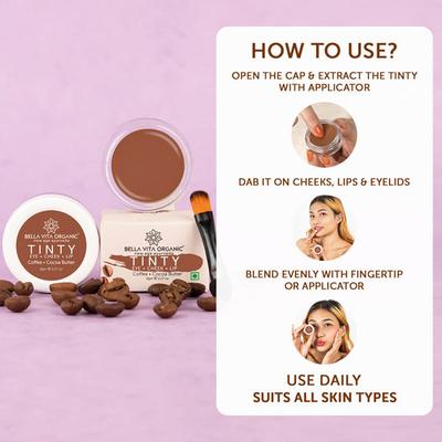 Bella Vita Organic Coffee 3 In 1 Tinty For Lips 8 gm - Lip Stains & Tints