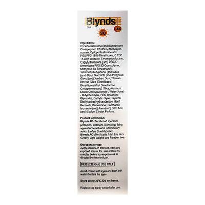 BLYNDS AC SPF 30 PA+++ BROAD SPECTRUM Sunscreen 50g - Sun Protectors-Emo