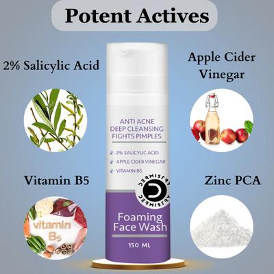 Dermistry Anti Acne 2% Salicylic Acid Foaming Face Wash 150 ml - Face Moisturizers