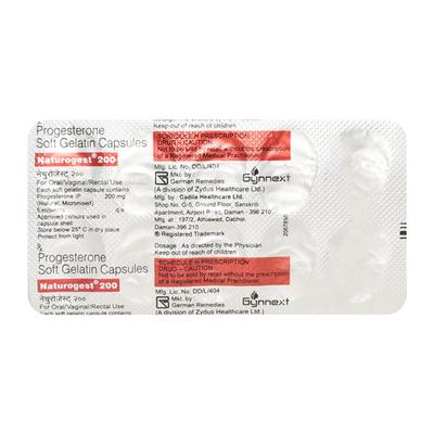 Naturogest 200mg Capsule 10'S - Hormonal Therapy-Oes