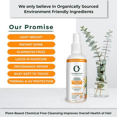 Organic Forest 100% Chemical-Free Moringa, Bamboo & Carrot Frizz-Free Heat Protection, Hair Shield from Dust Spray Serum 50 ml - Hair Serums