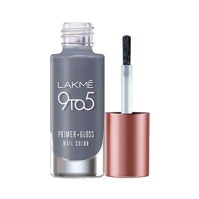 Lakme 9To5 Primer + Gloss Nail Colour Clay Grey 6 Ml - Nail Polish
