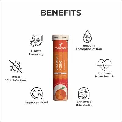 Zaocare Vitamin C & Zinc Tablets 15's - General Health