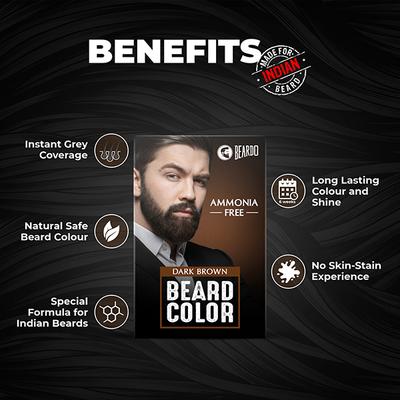 Beardo Beard Color Dark Brown Ammonia Free for Men 1's - Beard Colour