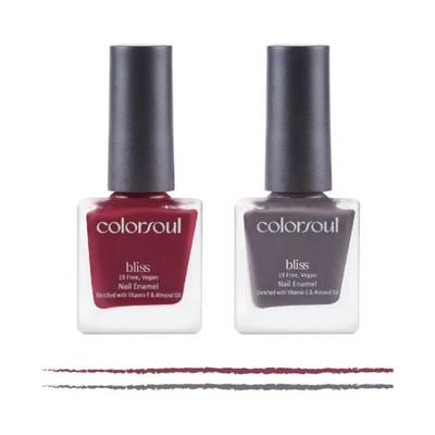 Colorsoul Bliss Vegan Nail Enamel, Candy Floss, Grey Crest, B04, B23 (Pack of 2 x 8 ml) 1's - Nail Polish