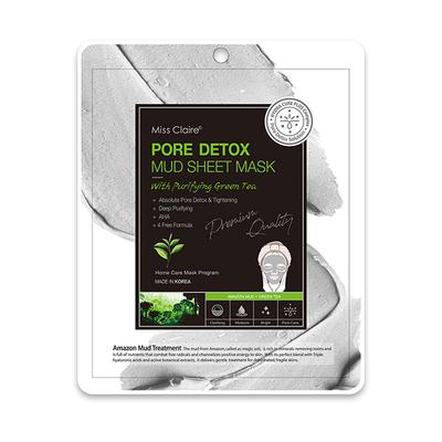 Miss Claire Pore Detox Mud Sheet Mask with Purifying Green Tea 15gm - Sheet Masks
