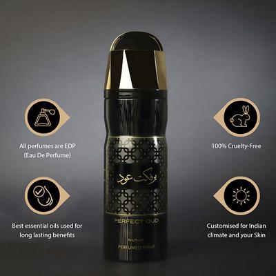 NUSUK perfect Oud Deodorant For Men, Perfumed Body Spray 200 ml - Men Deodorants/Roll-Ons