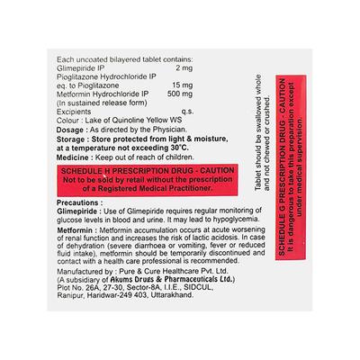 SWITGLIM MP 2/15 Tablet 15's - Diabetes-Ant