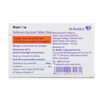 Bispec 10mg Tablet 15'S - Bladder And Prostate Disorders-Dru