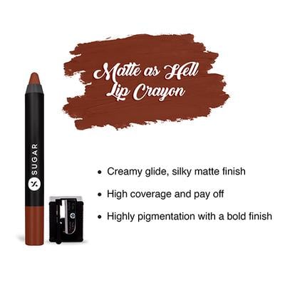 SUGAR Cosmetics Matte As Hell Crayon Lipstick - 19 Emma Woodhouse (Earthy Brown) 2.8 gm - Lip Crayons