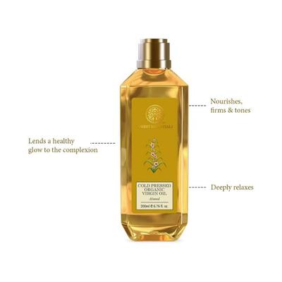 Forest Essentials Organic Cold Pressed Virgin Oil Almond 200 ml - Massage Oils