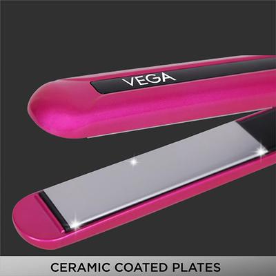 Vega Trendy Hair Straightener With Ceramic Coated Floating Plates (VHSH-16) Pink 1's - Straighteners