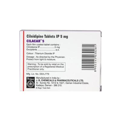 Cilacar 5mg Tablet 10'S - Hypertension-Cal