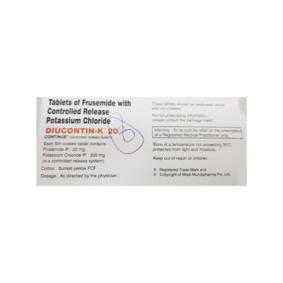 Diucontin K 20 Tablet 10'S - Hypertension-Diu