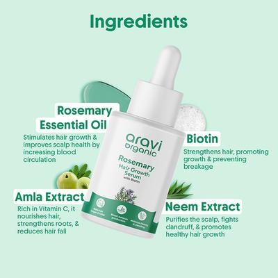 Aravi Organic Rosemary Boosts Hair Growth Serum With Biotin 30 ml - Hair Serums
