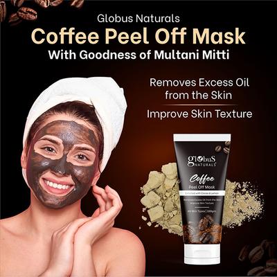 Globus Naturals Coffee Peel Off Mask for Skin Brightening, Suitable for All Skin Types,100gm each 2's - Masks & Peels