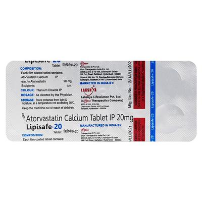 LIPISAFE 20mg Tablet 10's - High Cholesterol-Dys
