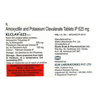KLCLAV 625 Tablet 10's - Bacterial Infections-Pen