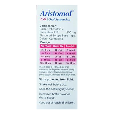 ARISTOMOL 250 Oral Suspension 60ml - Fever-Non