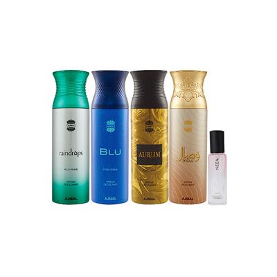 Ajmal Raindropss & Blu & Aurum & Wisal Deo & Neea EDP Pack of 5 20 ml - Women Perfumes (Edt/Edp)