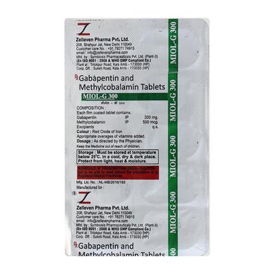 Miol G 300mg Tablet 10'S - Neuropathic Pain-Dru