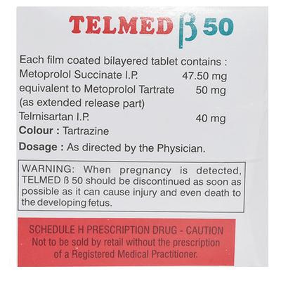 Telmed Beta 50mg Tablet 10'S - Hypertension-Ang