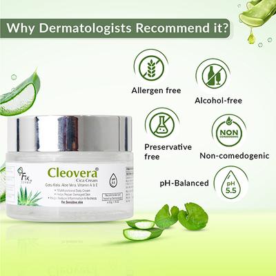 Fixderma Cleovera Cica Cream For Face with Gotu Kola, Aloevera, Vitamin A and E 50 gm - Face Moisturizers