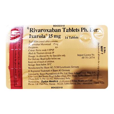 Ixarola 15mg Tablet 14'S - Blood Clot-Ant