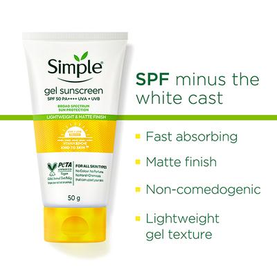 Simple Kind To Skin Gel Sunscreen SPF 50 PA++++ 50 gm - Face Sunscreen