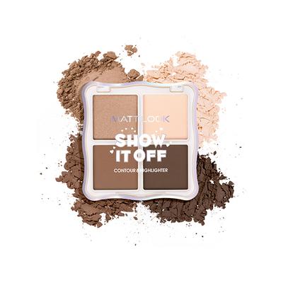 Matt Look Show it off Contour & Highlighter Combo Palette, All-In-1 Face Makeup Kit, Latte-03 18 gm - Contour