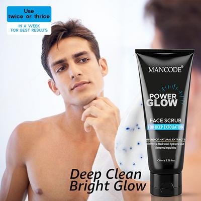 Mancode Power Glow Face Scrub for Men - Deep Exfoliation & Hydration with Natural Ingredients 100 gm - Scrubs & Exfoliants