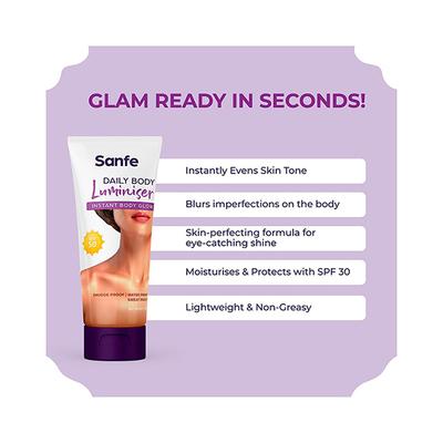 Sanfe Daily Body Luminiser Instant Body Highlighter for Women SPF50 Smudge Proof 50 gm - Lotions & Creams