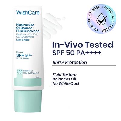 Wishcare Niacinamide Oil Balance Sunscreen SPF 50 PA++++ Light and Matte Sunscreen for Oily Skin 50 gm - Face Sunscreen