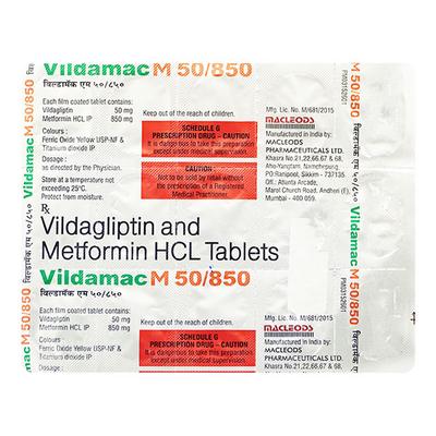 VILDAMAC M 50/850mg Tablet 15's - Diabetes-Ant