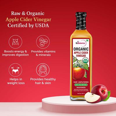 St.Botanica USDA Organic Apple Cider Vinegar With The Mother - Raw, Unfiltered, UnPasteurized - Apple Cider Vinegars