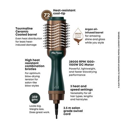 Alan Truman The Blow Brush with Storage & Travel case-Jade Green 740 gm - Multi-Stylers