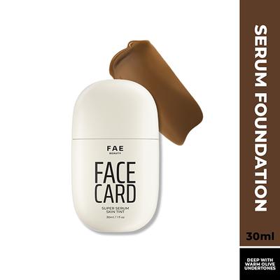 FAE Beauty Face Card Serum Skin Tint- Skin-like Foundation, Shade - 95O - Warm Olive 30 ml - Foundation