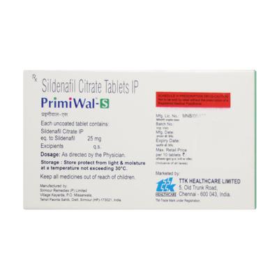 Primiwal S 25mg Tablet 10'S - Impotence/Erectile Dysfunction (Ed)