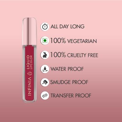 Infinia Liquid Lip Color Liquid Lipstick M 01 Long Lasting and Waterproof 5 ml - Liquid Lipsticks