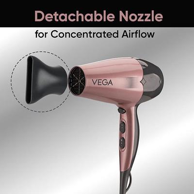 VEGA Go-Pro 2100 Hair Dryer With Cool Shot Button & 3 Heat Settings (Ananya Panday Signature Collection) VHDH-25 Rose Gold & Grey 1 gm - Hair Dryers