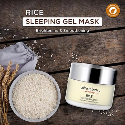 Astaberry Indulge Rice Sleeping Gel Mask for Smoothe Skin - Brightening & Smoothening 50 gm - Night Cream