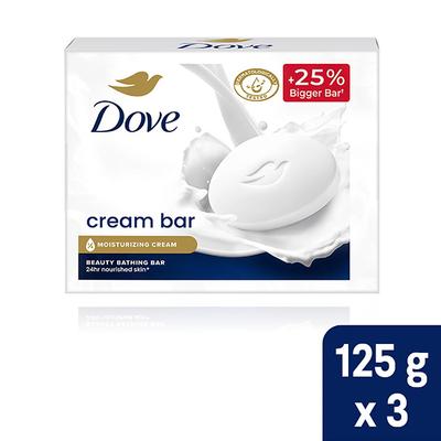 Dove Cream Beauty Bar - Soft, Smooth, Moisturised Skin (Pack of 3) 375 gm (N) - Soaps