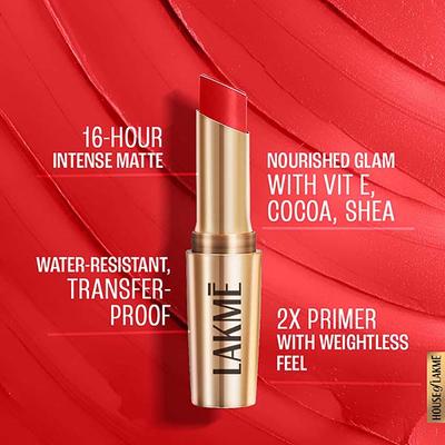 Lakme 9to5 Powerplay Priming Matte Lipstick, Lasts 16hrs, Red Letter, 3.6 gm - Lipsticks