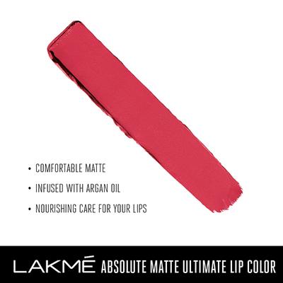 Lakme Absolute Matte Ultimate Lip Color With Argan Oil Rouge Splash 3.4 Gm - Lipsticks