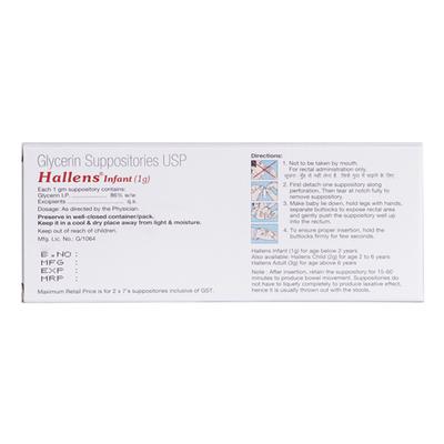 HALLENS ADULT (3G) Suppositories 2X7's - Constipation-Lax