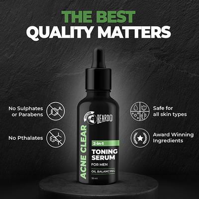 Beardo Acne Clear 2-In-1 Toning Serum For Men 30 ml - Face Serum