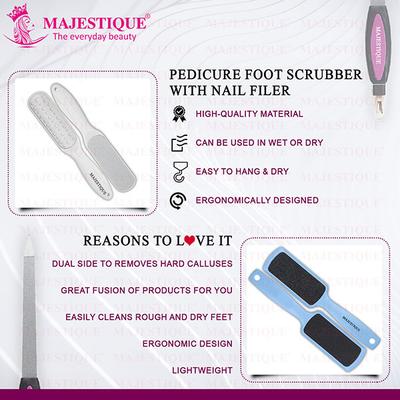 Majestique Large Double-Sided Foot Scrubber Set with Nail Filer, Hard Skin Removal - Multicolor 1's - Body Scrubbers & Brushes