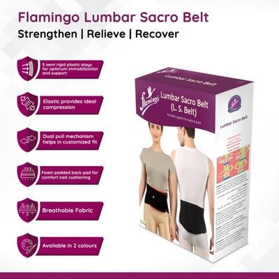 Flamingo Lumbar Sacro Belt - Black (OC - 2001) (M) 1's - Supports And Braces