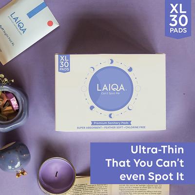 LAIQA Ultra Soft Heavy Flow Night Sanitary Pads For Women- 30XL Pads + 2 Pantyliners 32's - Others